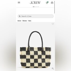 J. Crew Marseille Tote In Gingham Straw